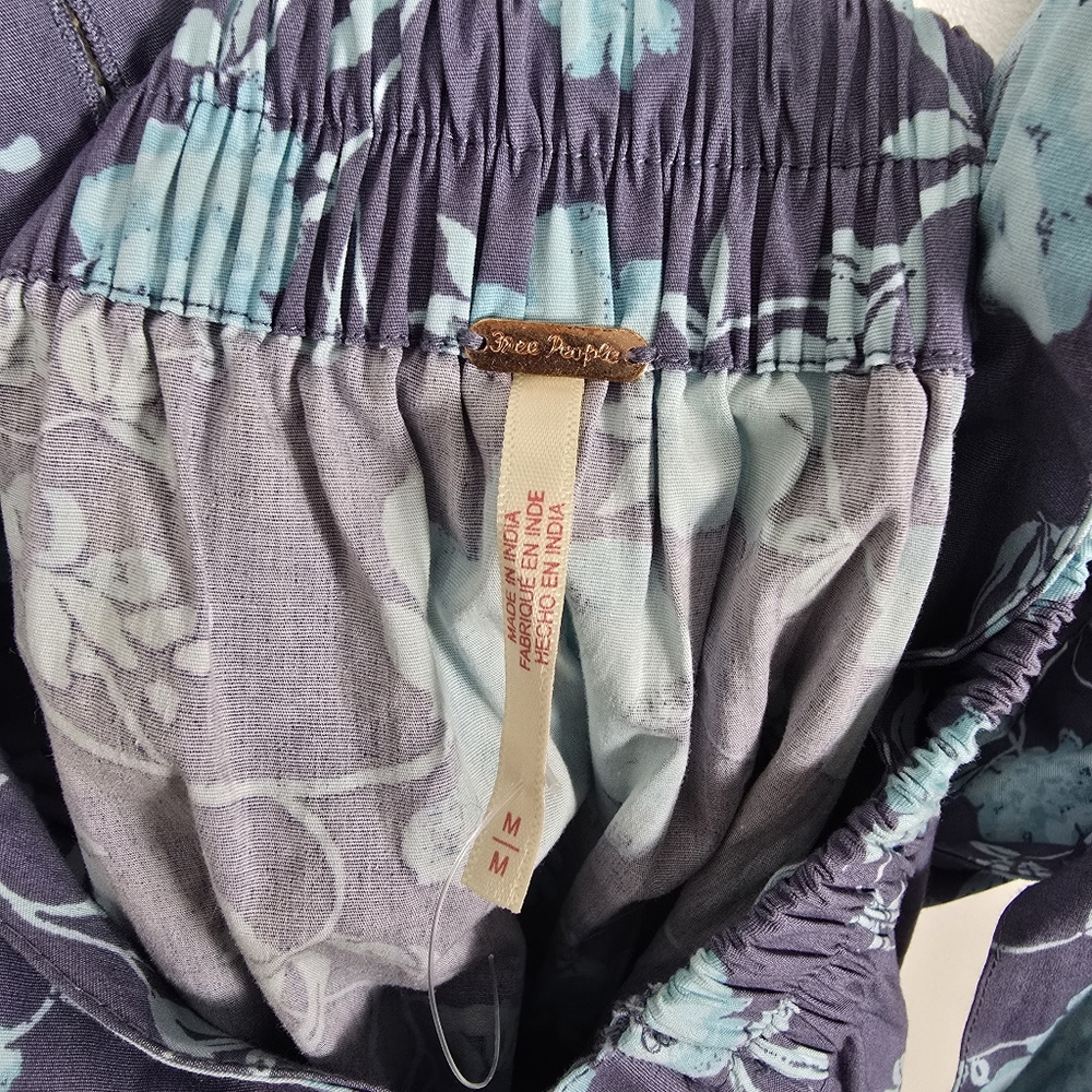 Free People Meet Me In Maui Mini Dress M Blue Floral Open Back - Picture 10 of 12